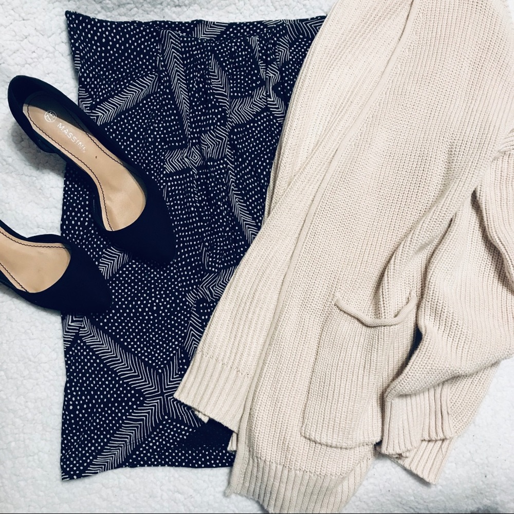 🔴4 for 25🔴 Lucky Brand Cream & Black Wrap Skirt - Picture 1 of 8